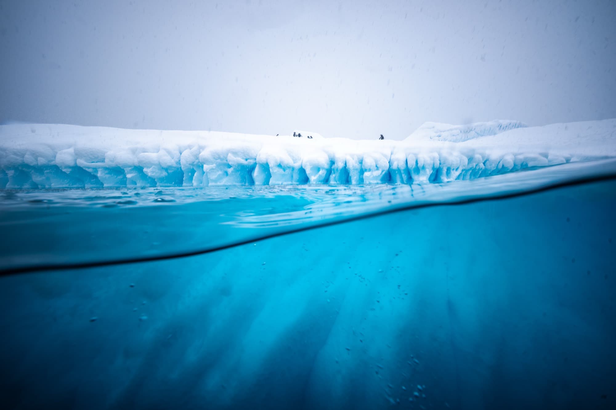 An iceberg above and below the waterline